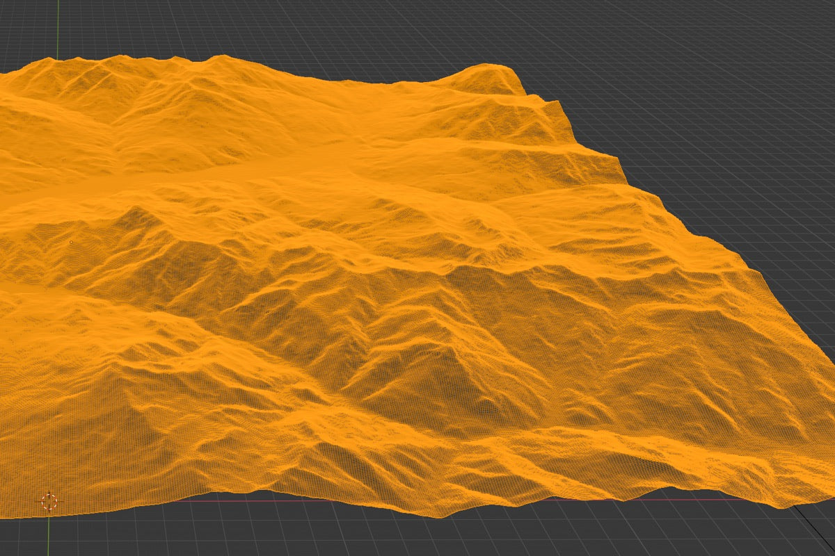 Capture d'écran du relief tel que vu sous Blender le logiciel libre de conception 3D utilisé pour réaliser les tableaux.