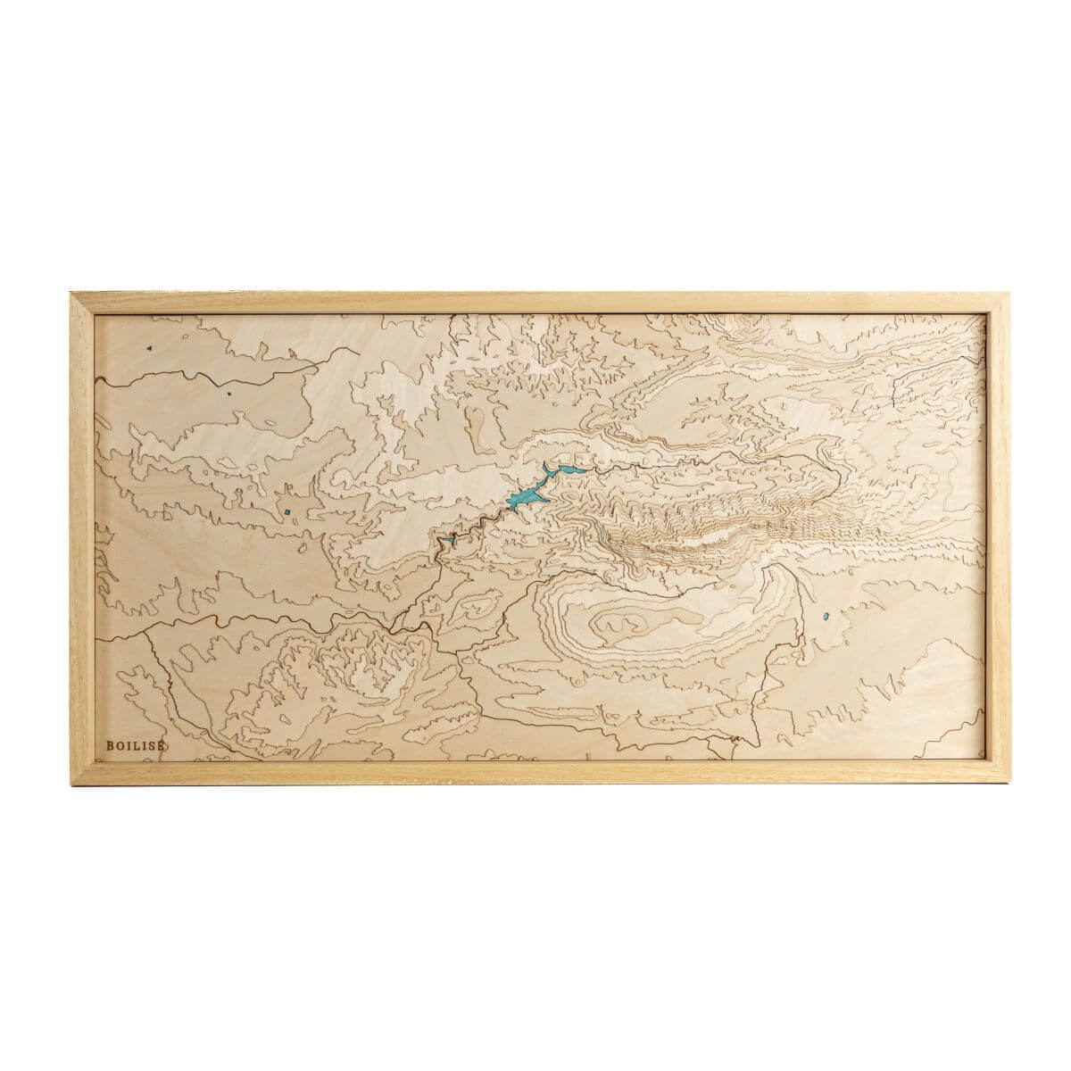 Carte du massif de la Sainte-Victoire en bois avec eau turquoise