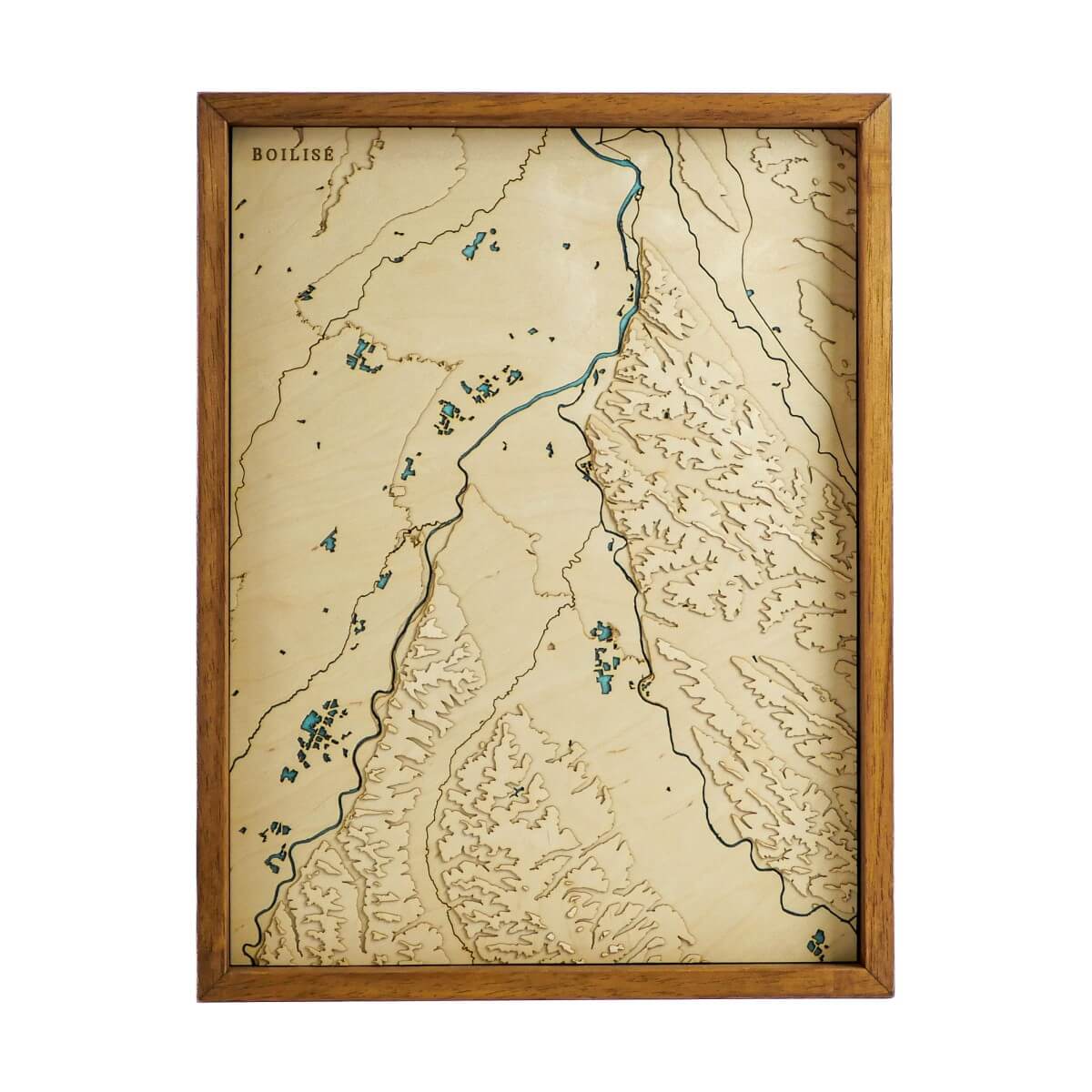 Carte en bois de la confluence Garonne Ariège