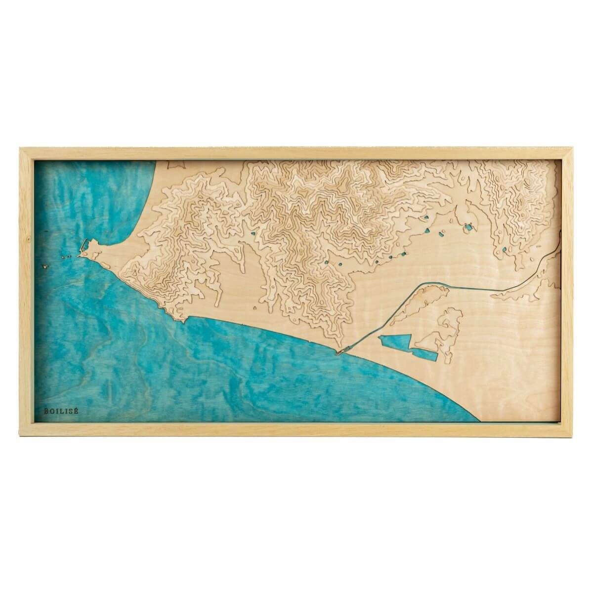 Carte de Castiglione della Pescaia en Italie en bois avec eau turquoise