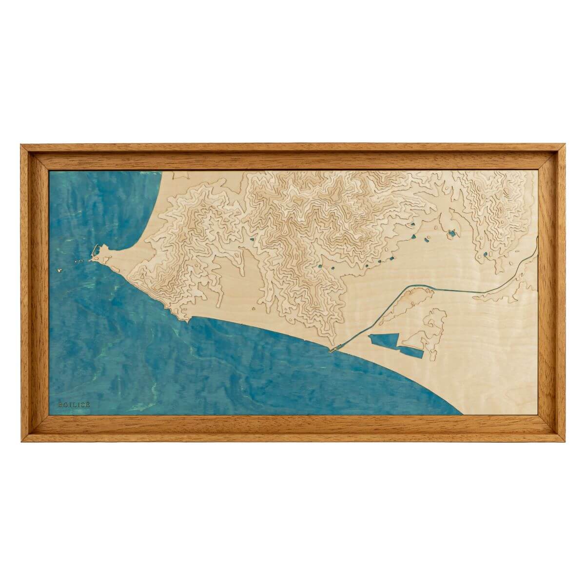 Tableau de Castiglione della Pescaia en Italie en relief avec une eau bleue marine