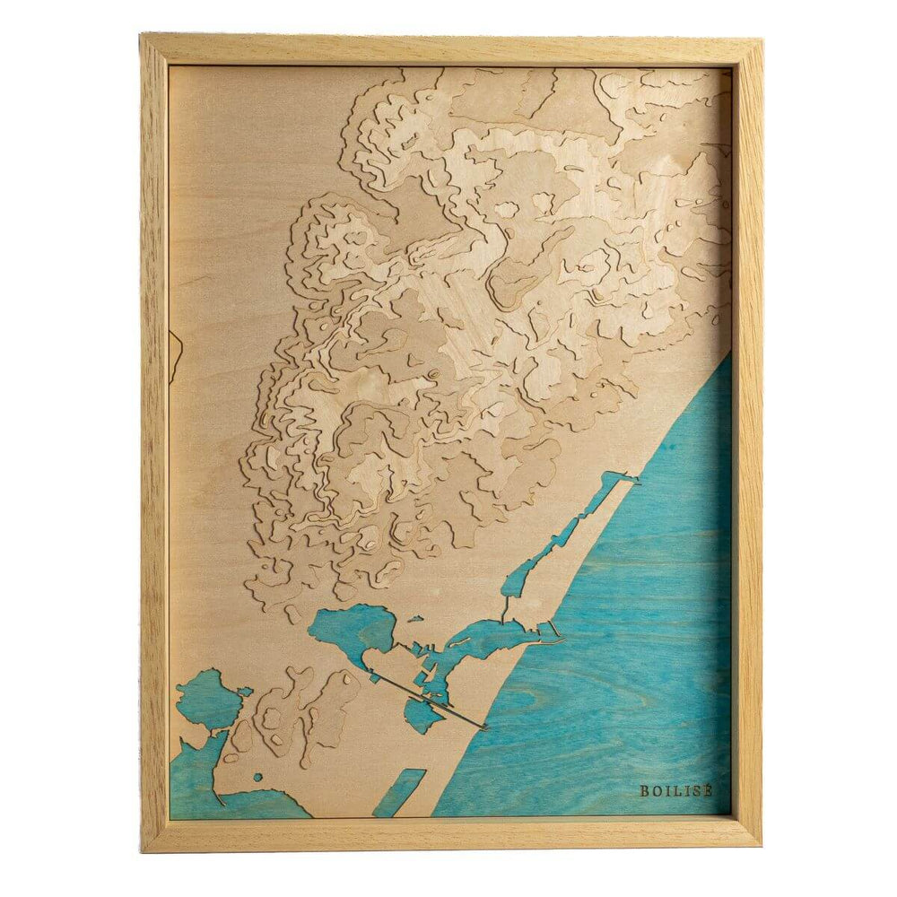 Carte Topographique Des Fonds Marins - Miami Beach - Bois Sculpté