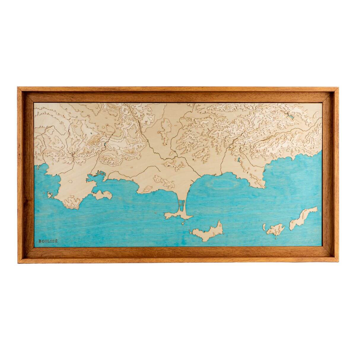Carte topographique en bois et en relief de la côte des Maures