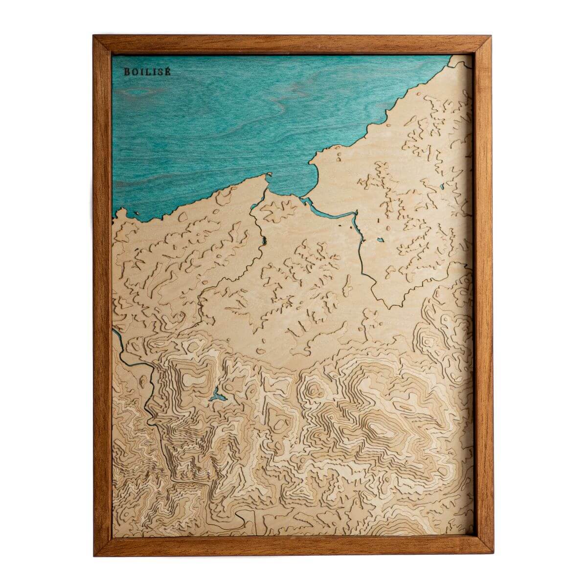 Carte de la côte du Labourd en bois avec eau turquoise
