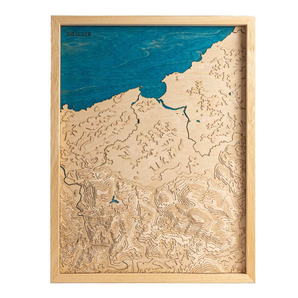 Tableau de la côte du Labourd en relief avec une eau bleue marine