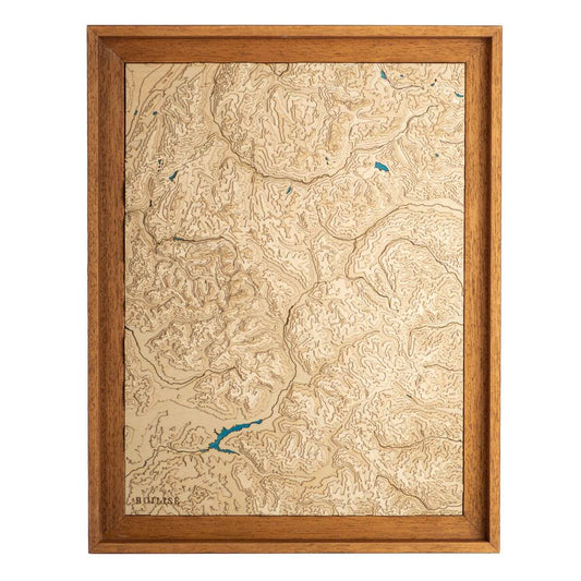 Carte topographique en bois et en relief des Écrins, de la Vanoise et des Alpes cottiennes