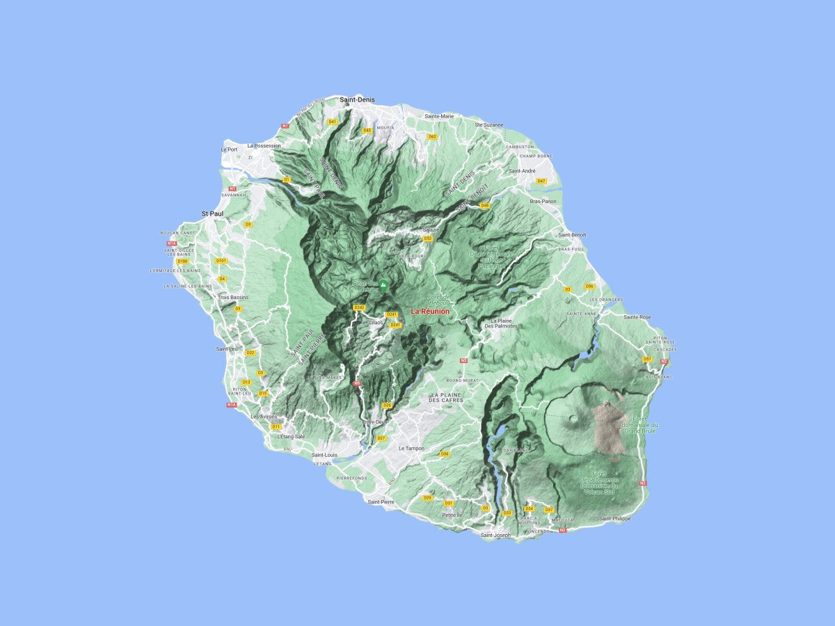 Capture d'écran GoogleMaps de la Réunion