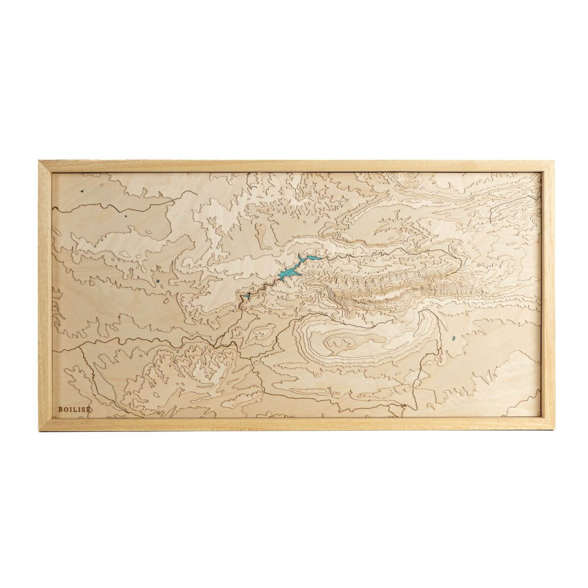 Carte du massif de la Sainte-Victoire en bois avec eau turquoise