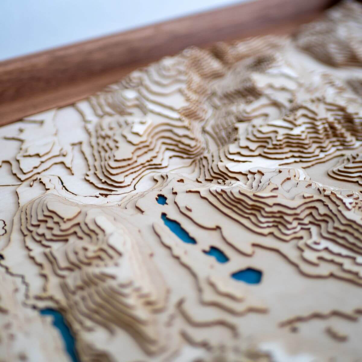 Détails du relief de la carte du massif du Taillefer en bois