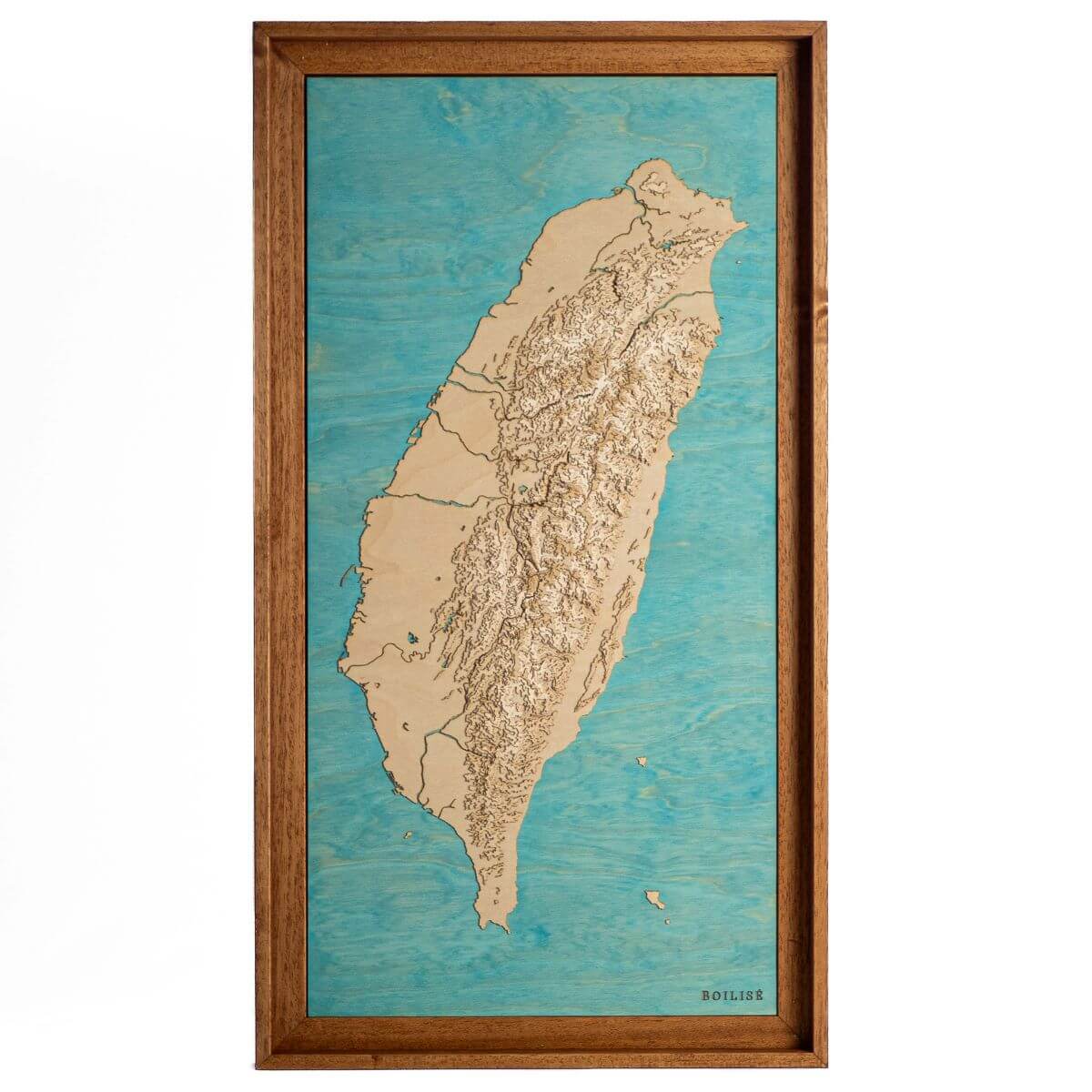Carte topographique en bois et en relief de Taïwan