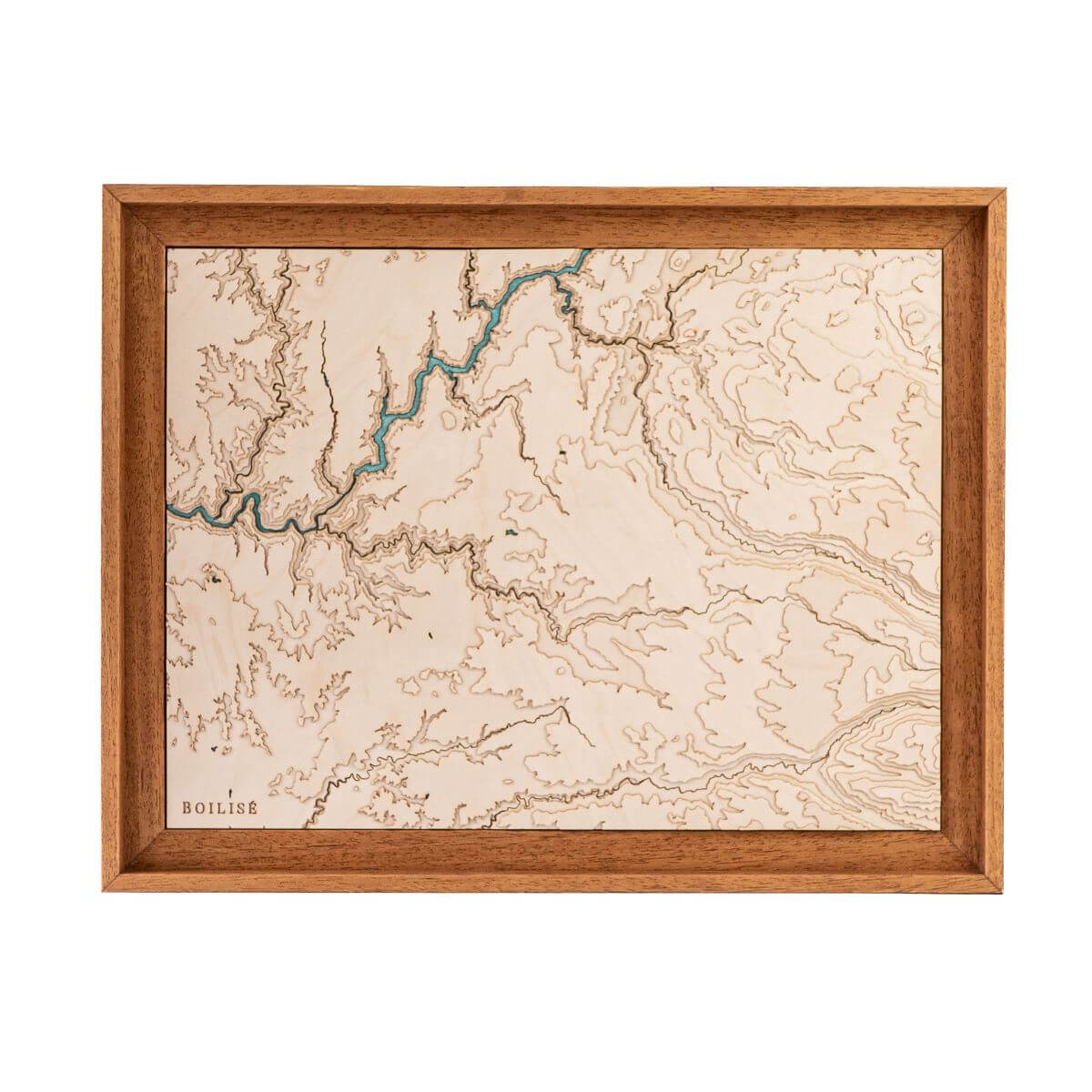Carte de la vallée de l'Auze en bois avec eau turquoise