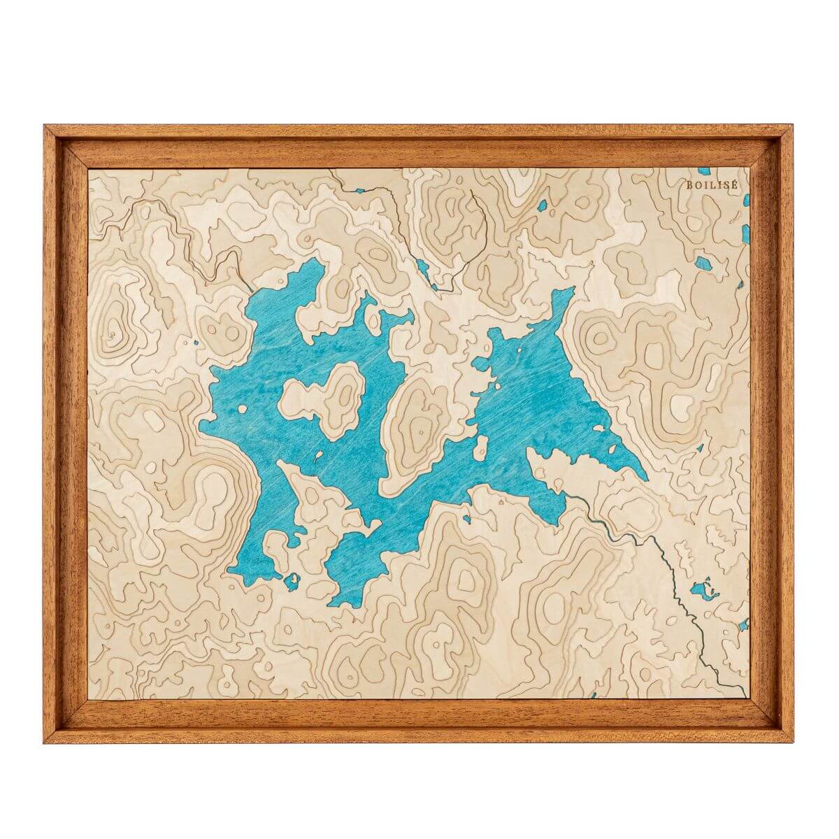 Carte topographique en bois et en relief du lac de Vassivière