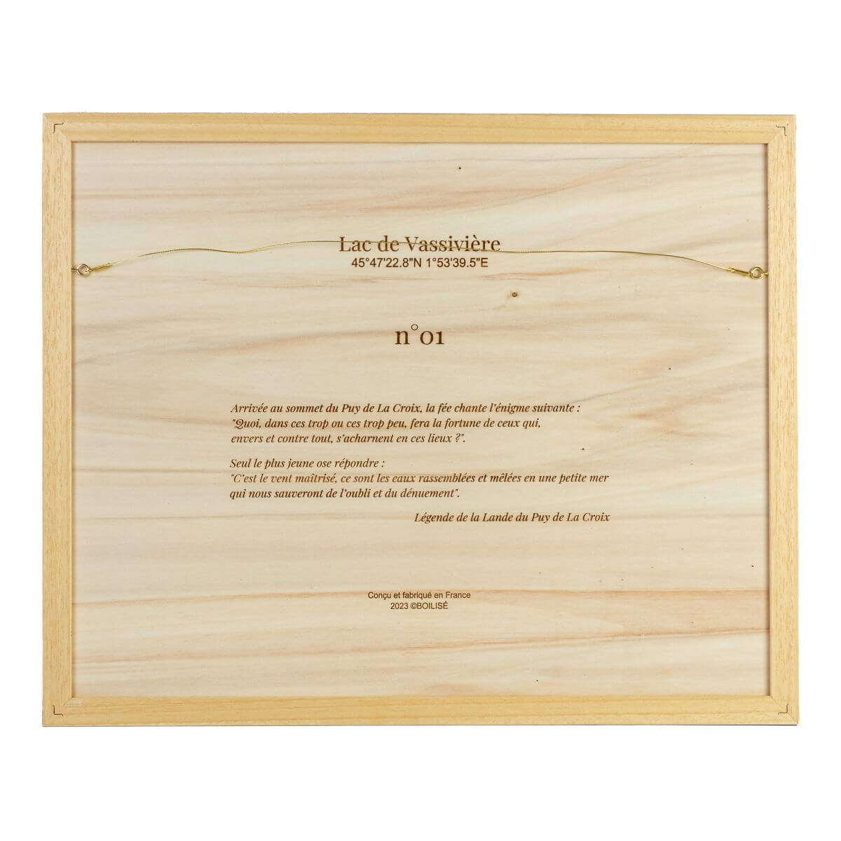 Dos personnalisé de la carte du lac de Vassivière