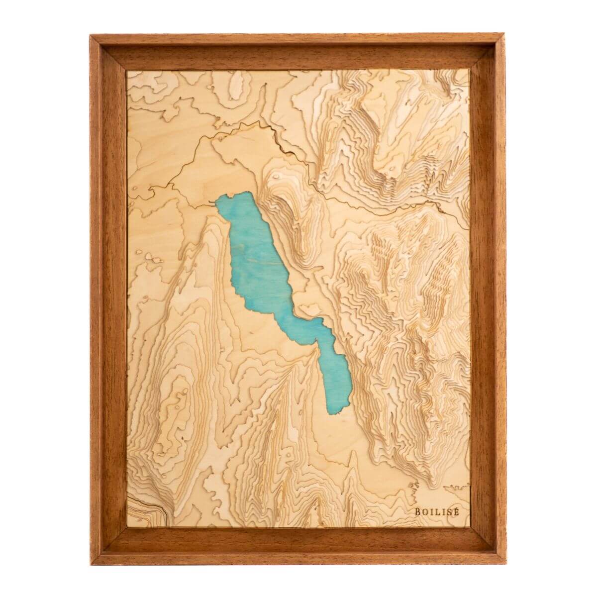 Carte topographique en bois du lac d'Annecy