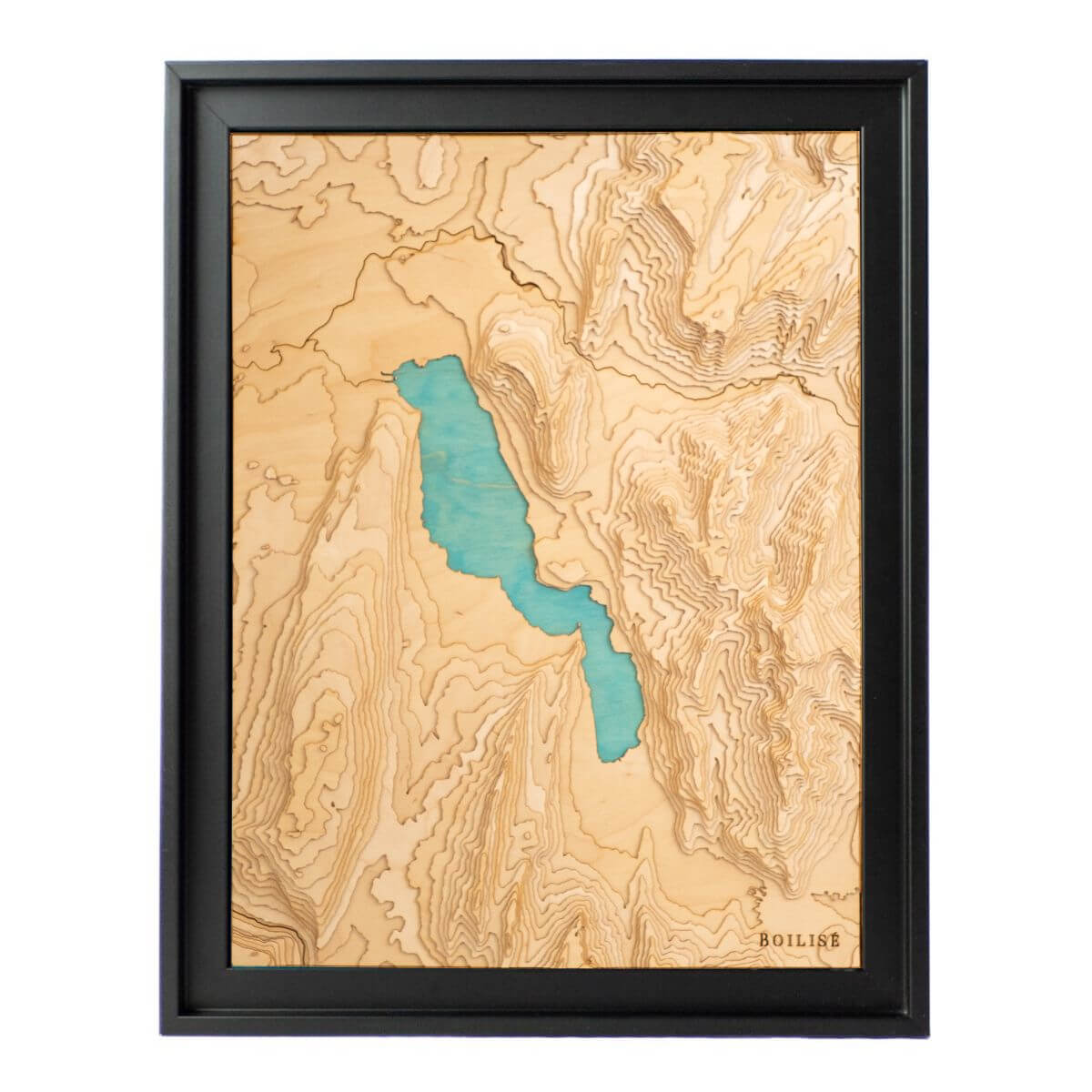 Carte topographique en bois et en relief du lac d'Annecy