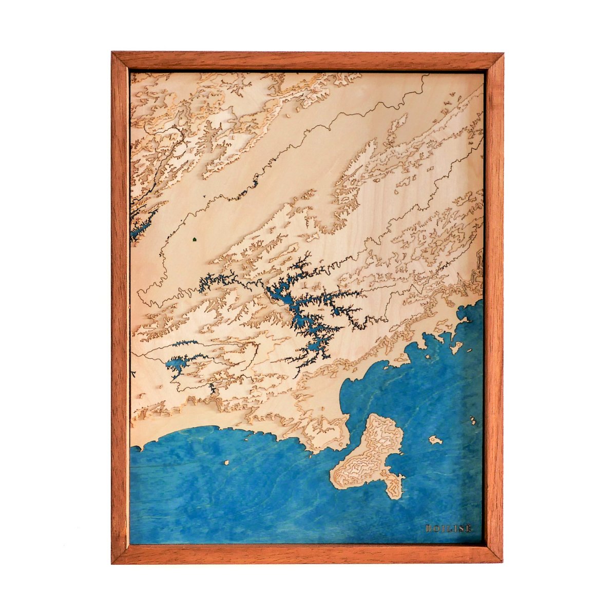 Tableau topographique en bois de la vallée du Paraiba au Brésil