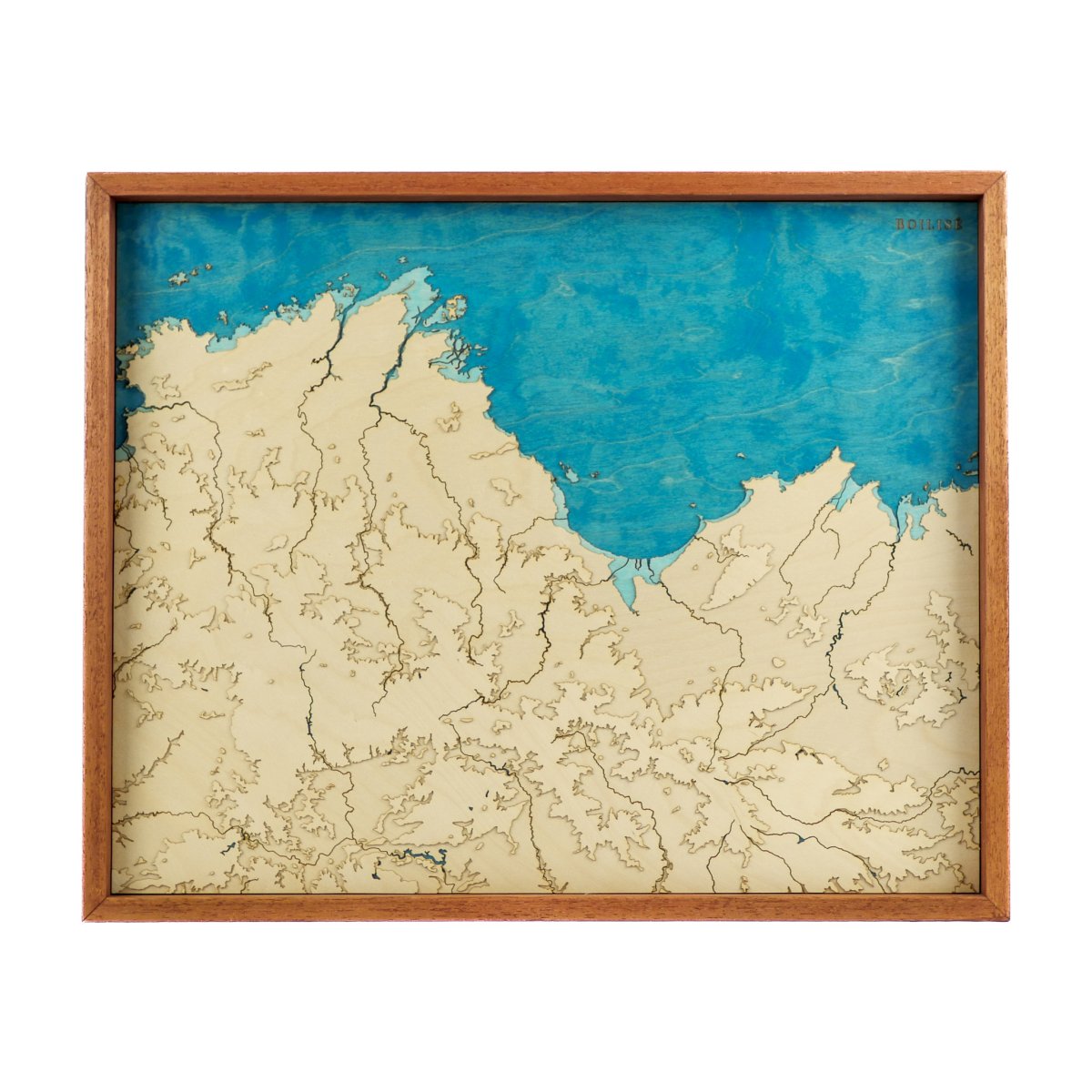 Carte topographique en bois des côtes d'Armor