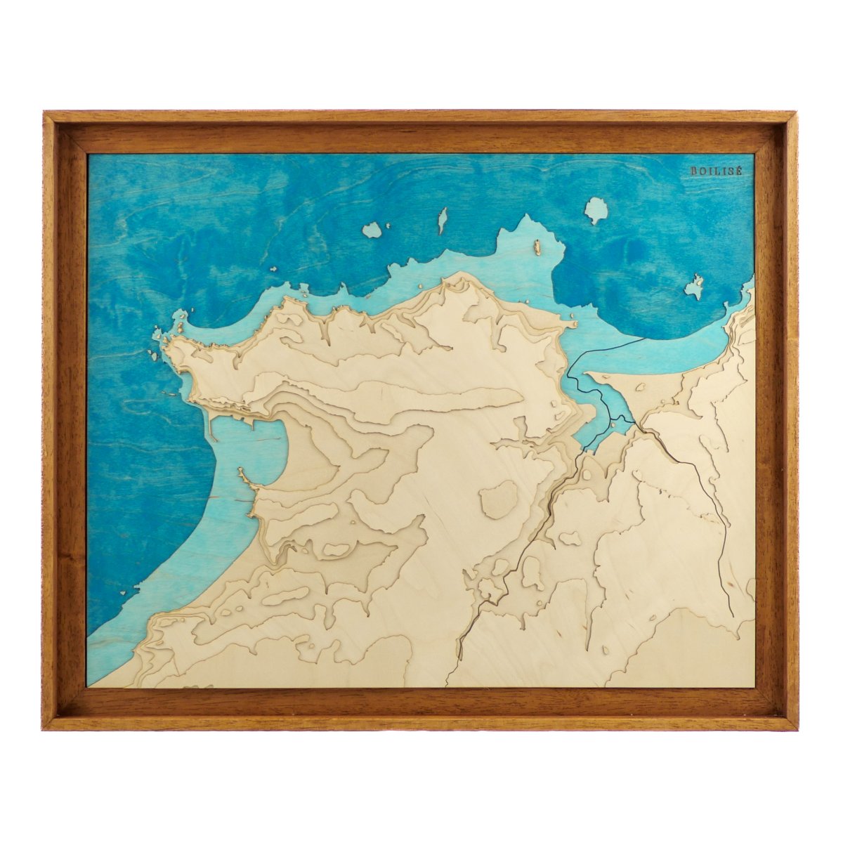 Carte en bois et en relief de la ville d'Erquy et sa côte