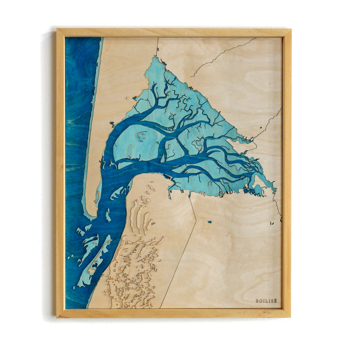 Tableau du bassin d'Arcachon, cadre standard brut et océan bleu marine