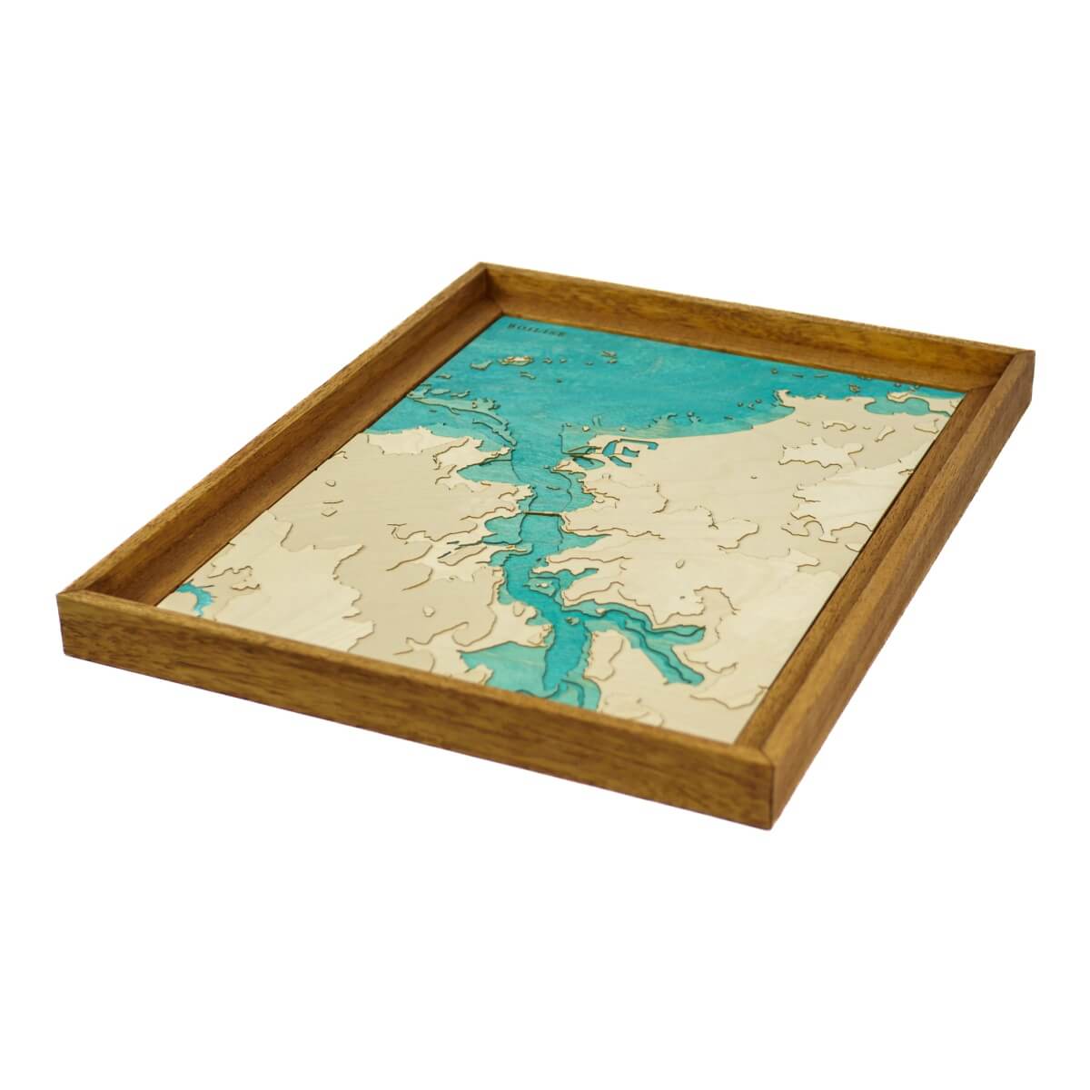Décoration originale avec l'estuaire de la Rance représenté en bois