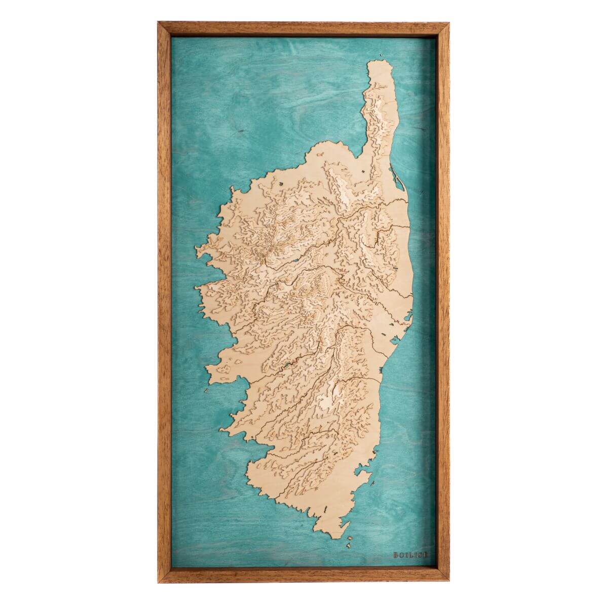 Carte topographique en bois de la Corse