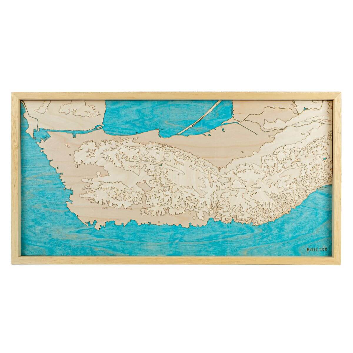 Carte de la côte bleue en relief et en bois