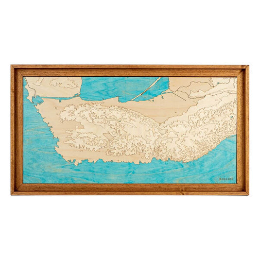 Carte de la côte bleue en relief et en bois