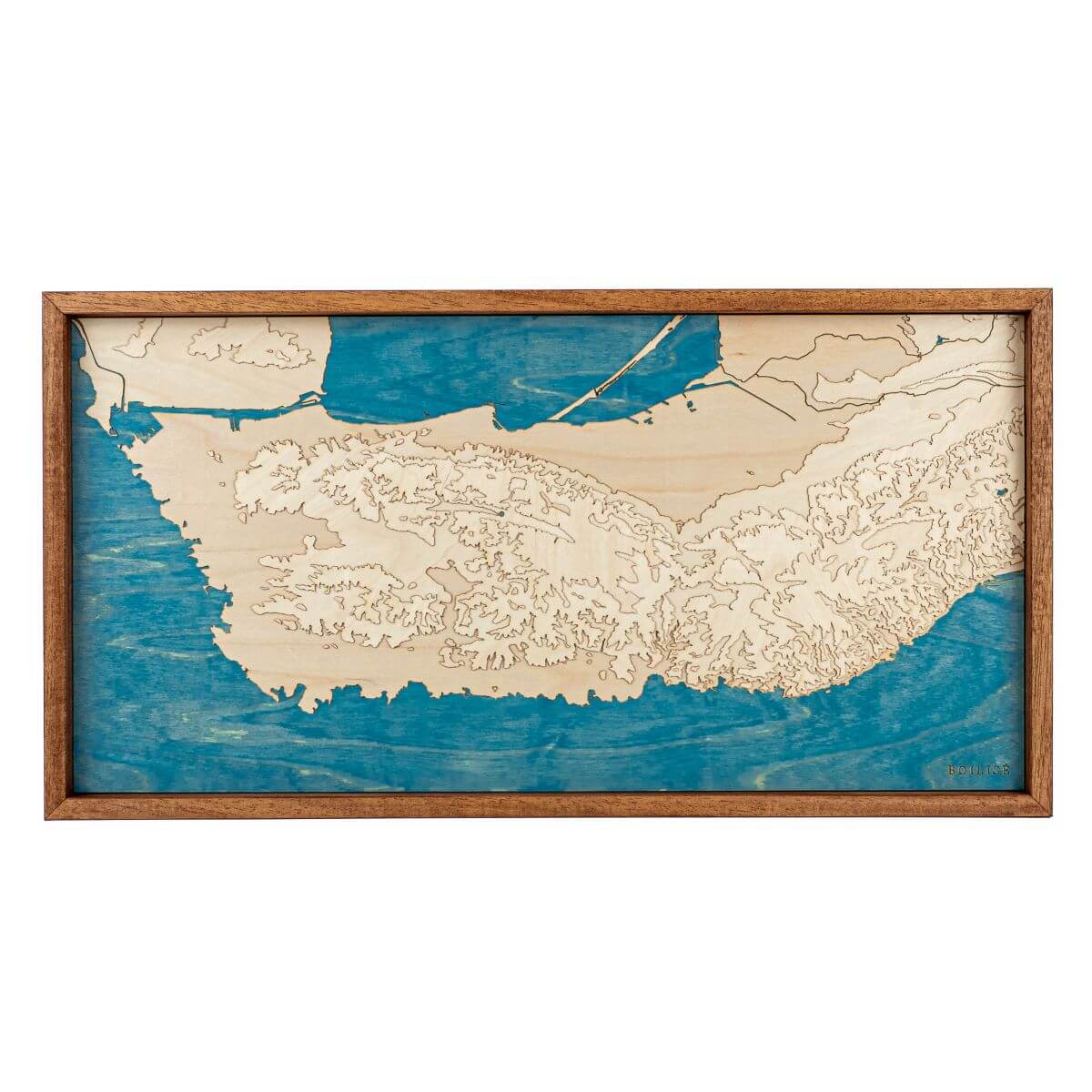 Carte topographique de la côte bleue en relief et en bois