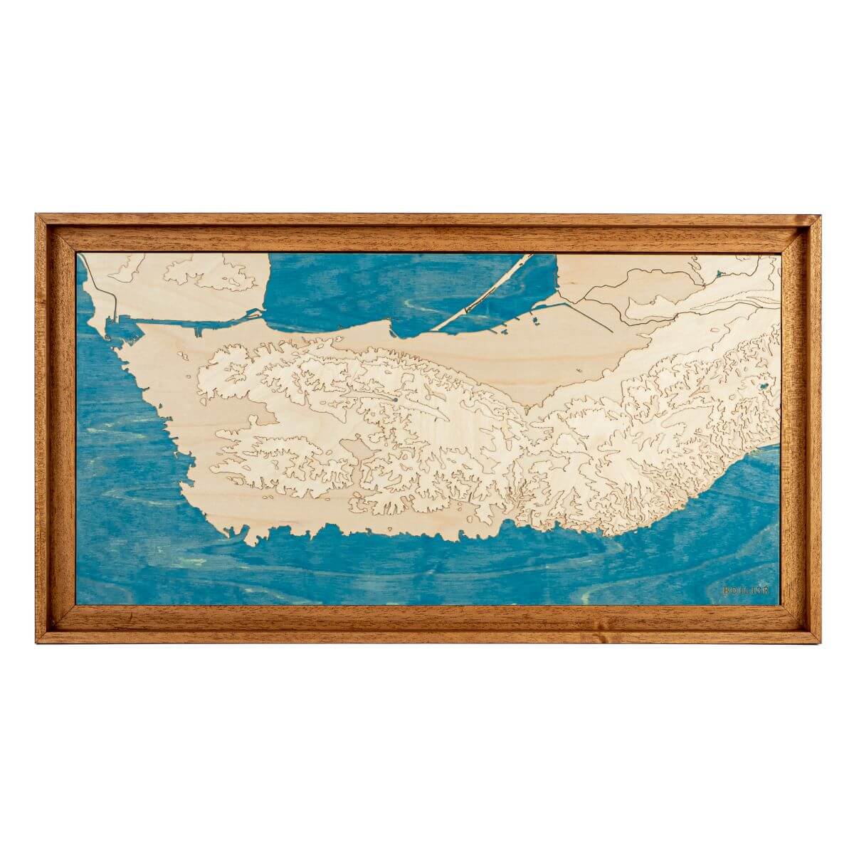 Carte de la côte bleue en relief et en bois