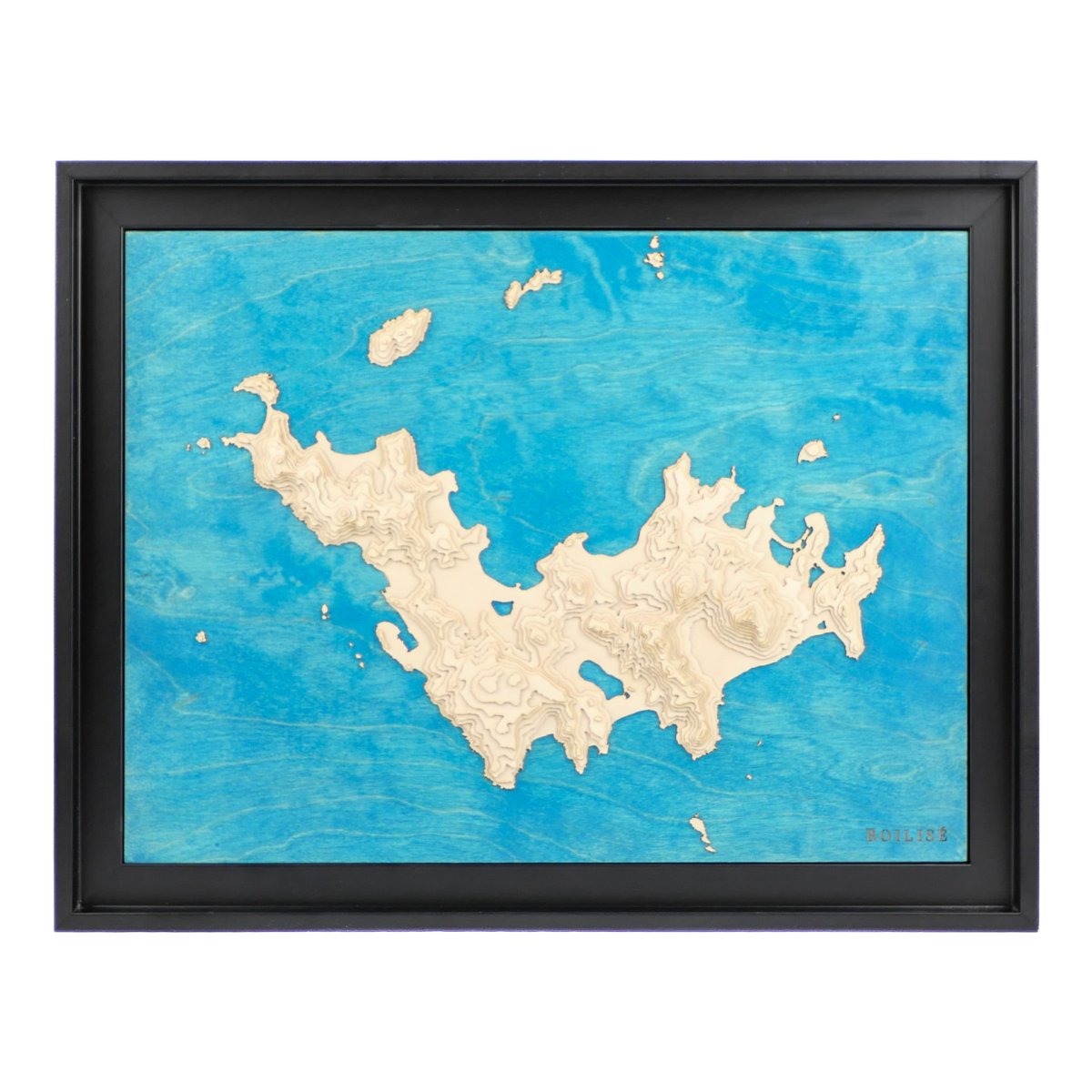 Carte topographique de Saint Barthélemy dans une caisse américaine noire