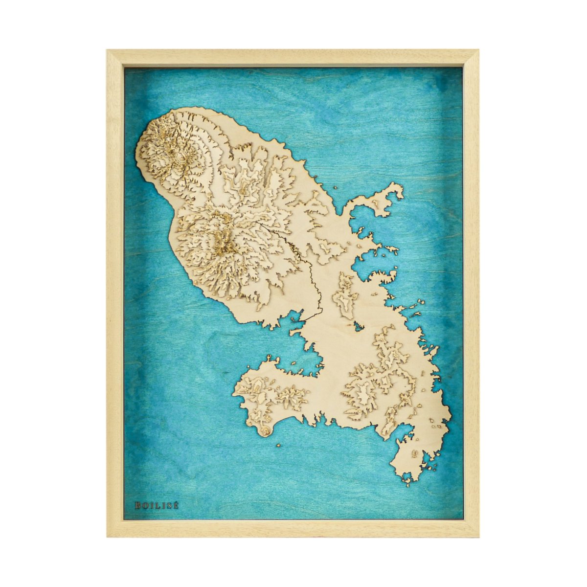La carte topographique en relief et en bois de la Martinique