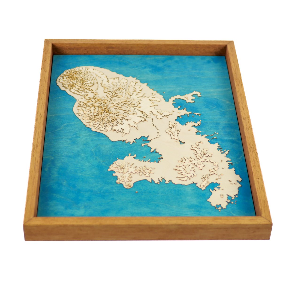 Carte topographique en bois et en relief de l'île de la Martinique