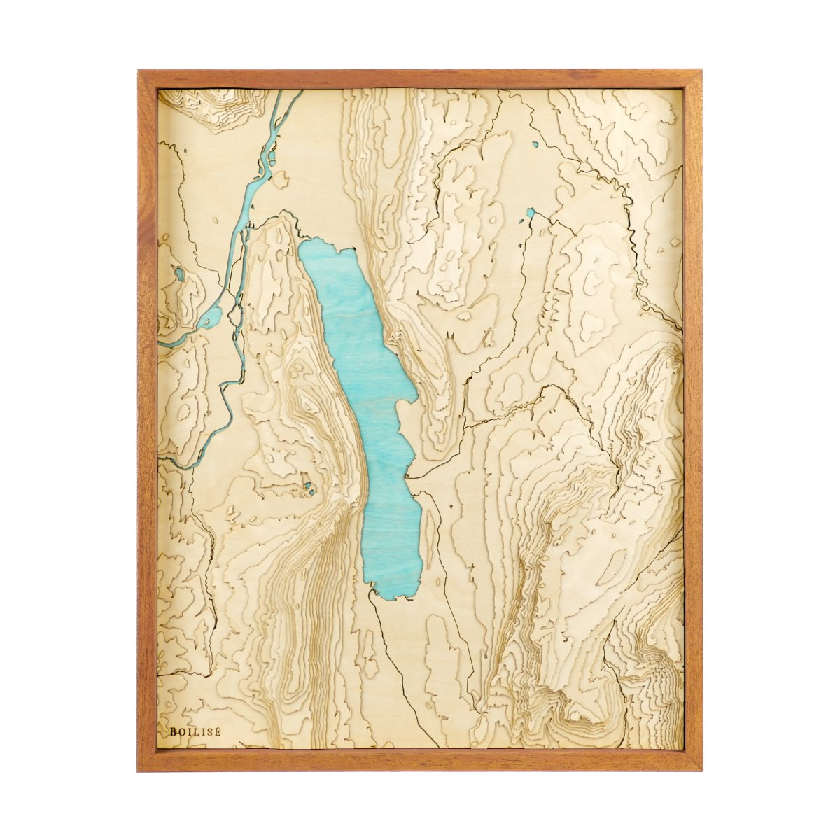 La carte topographique en relief et en bois du lac du Bourget
