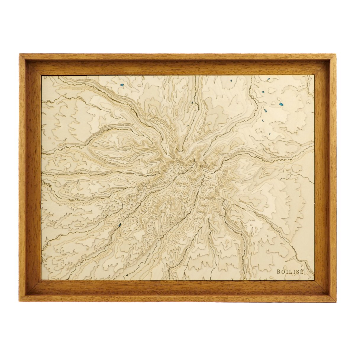 Carte topographique en relief des Monts du Cantal dans une caisse américaine en bois