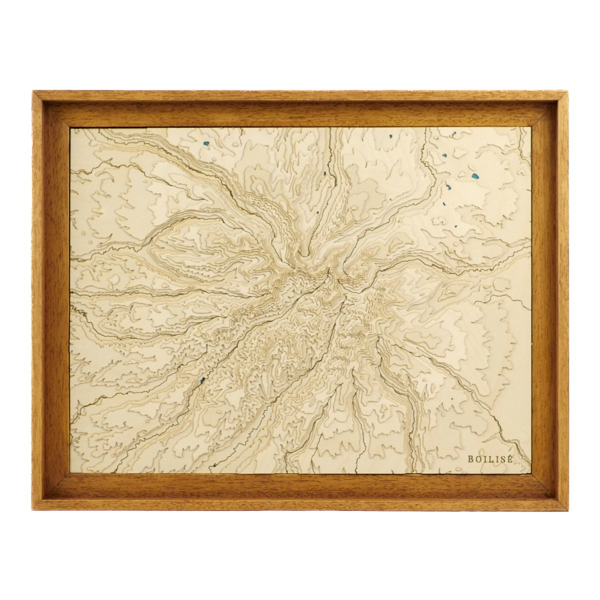 Carte topographique en relief des Monts du Cantal dans une caisse américaine en bois