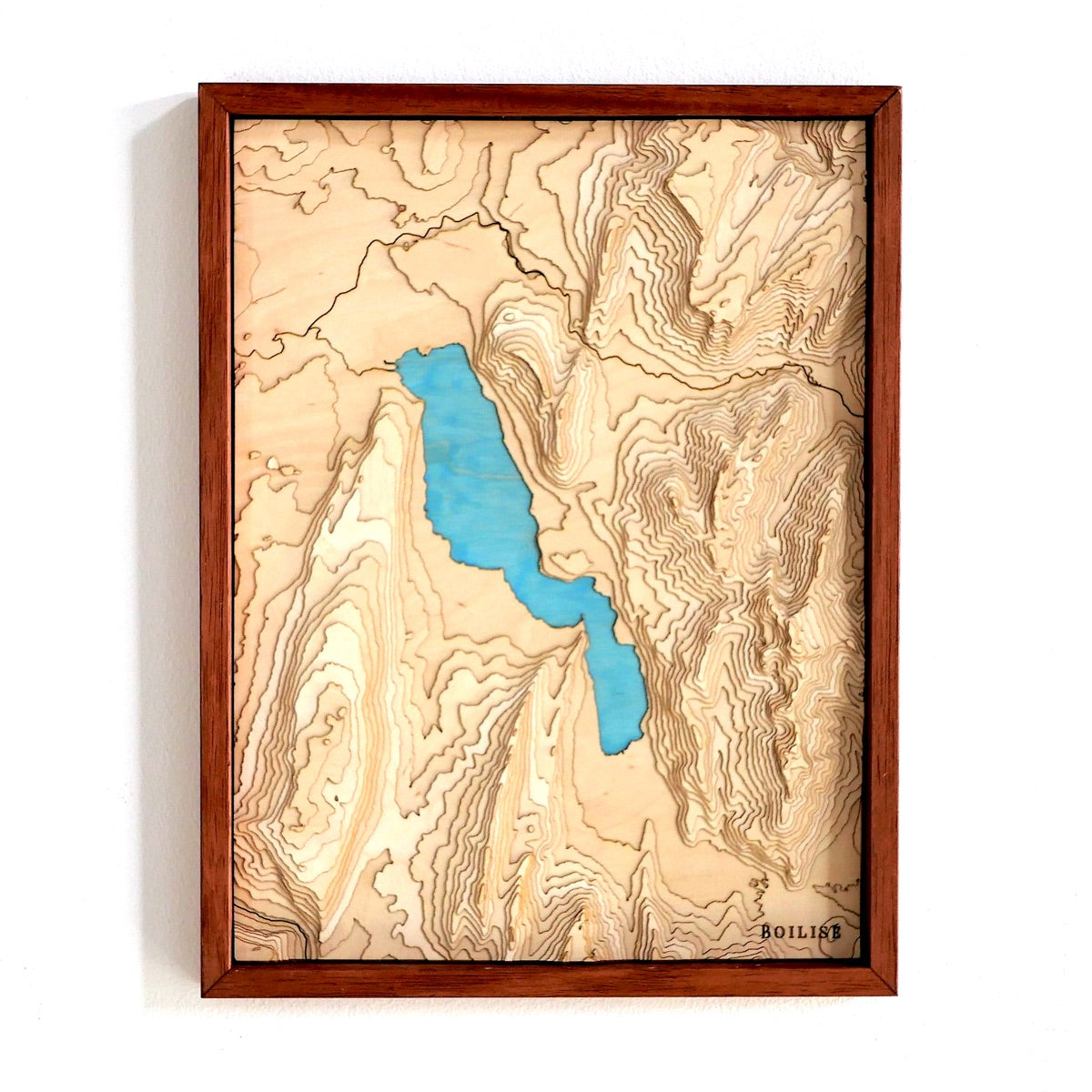 Carte du lac d'Annecy, cadre standard brun et lac turquoise