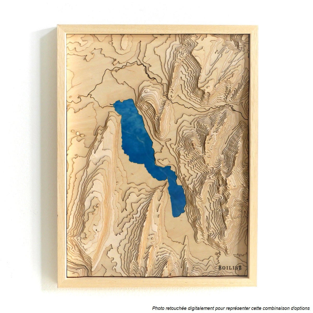 Carte du lac d'Annecy, cadre standard brut et lac bleu marine