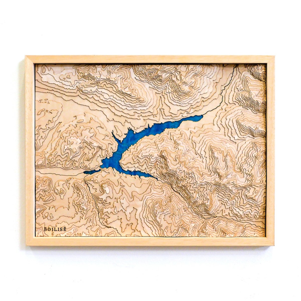 Carte topographique de Serre-Ponçon, cadre standard brut et lac bleu marine