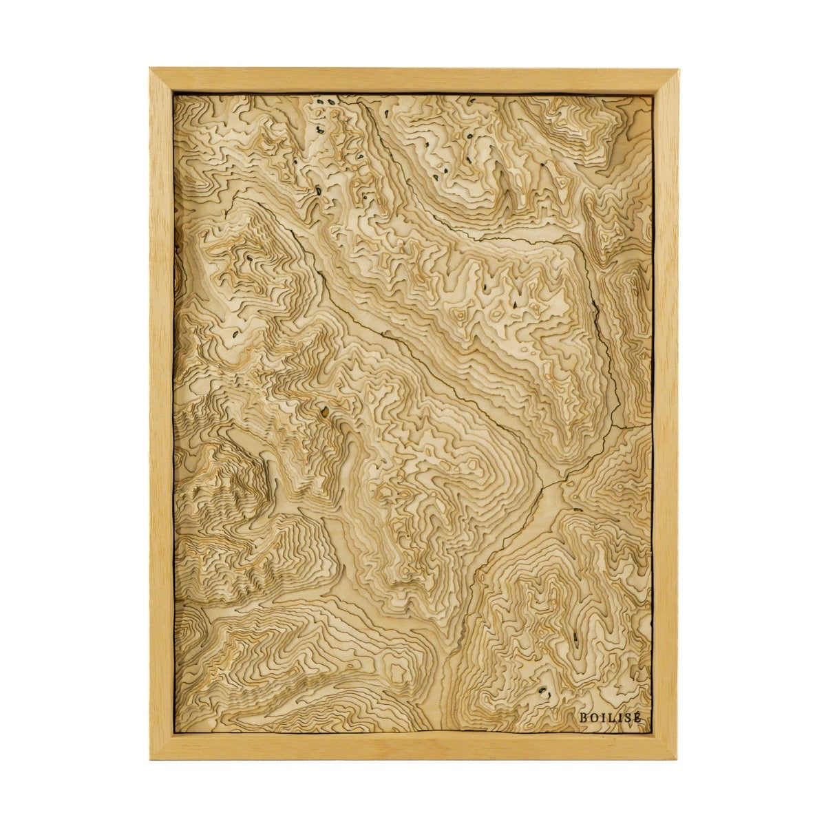 Tableau en relief de la vallée de Briançon, cadre standard brut et lacs turquoises