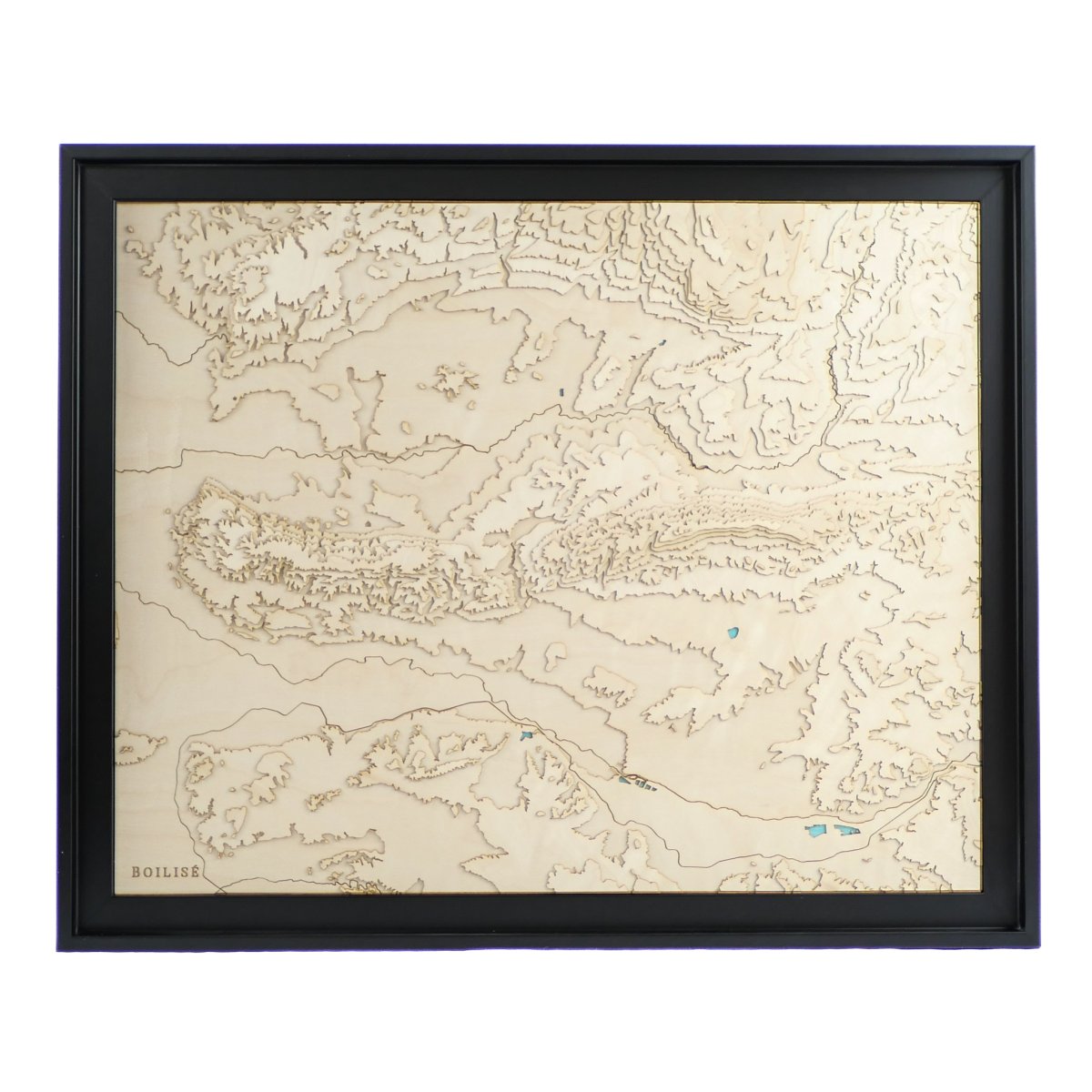 Carte topographique en relief du massif du Lubéron dans une caisse américaine noire