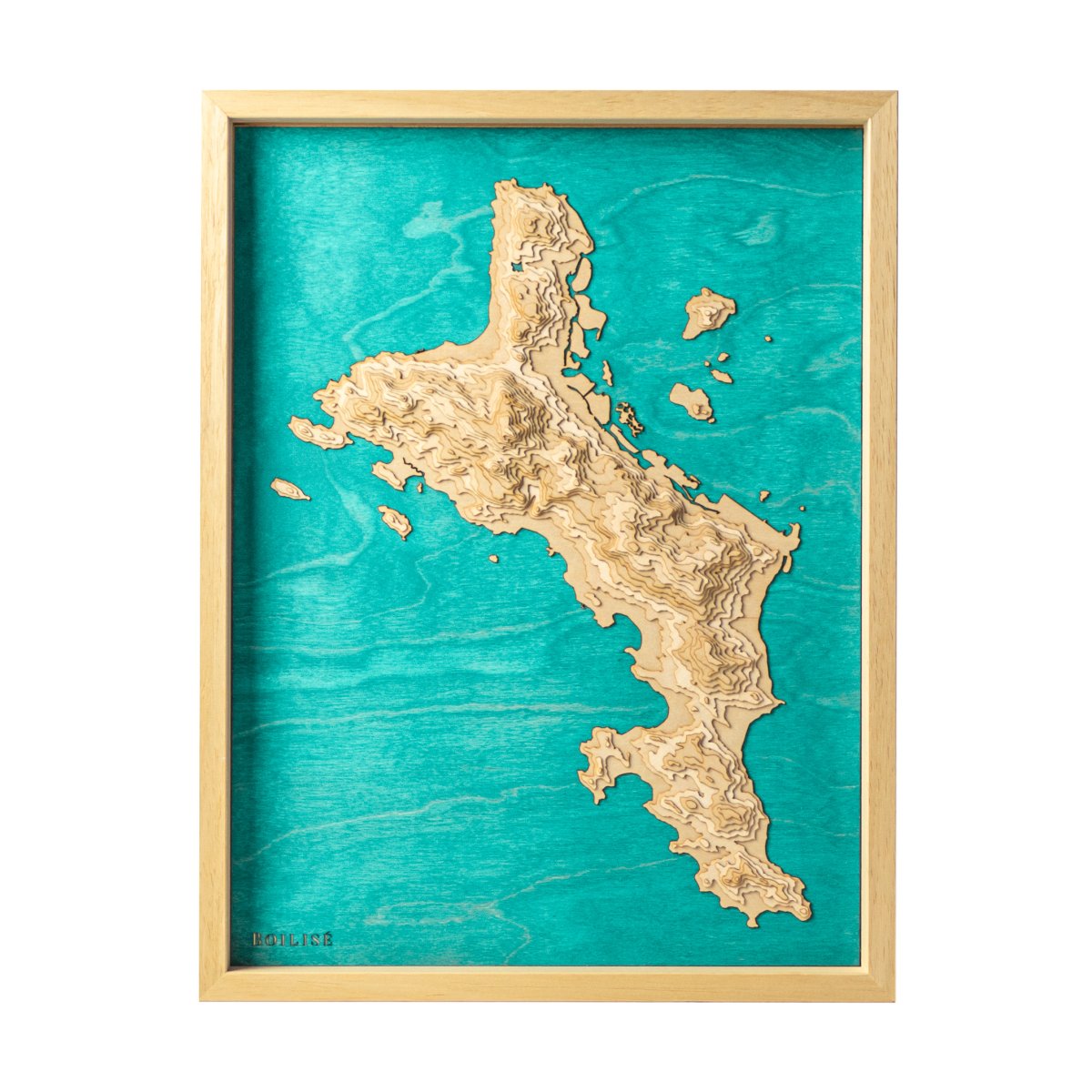 Carte de l'île de Mahé avec un océan indien turquoise