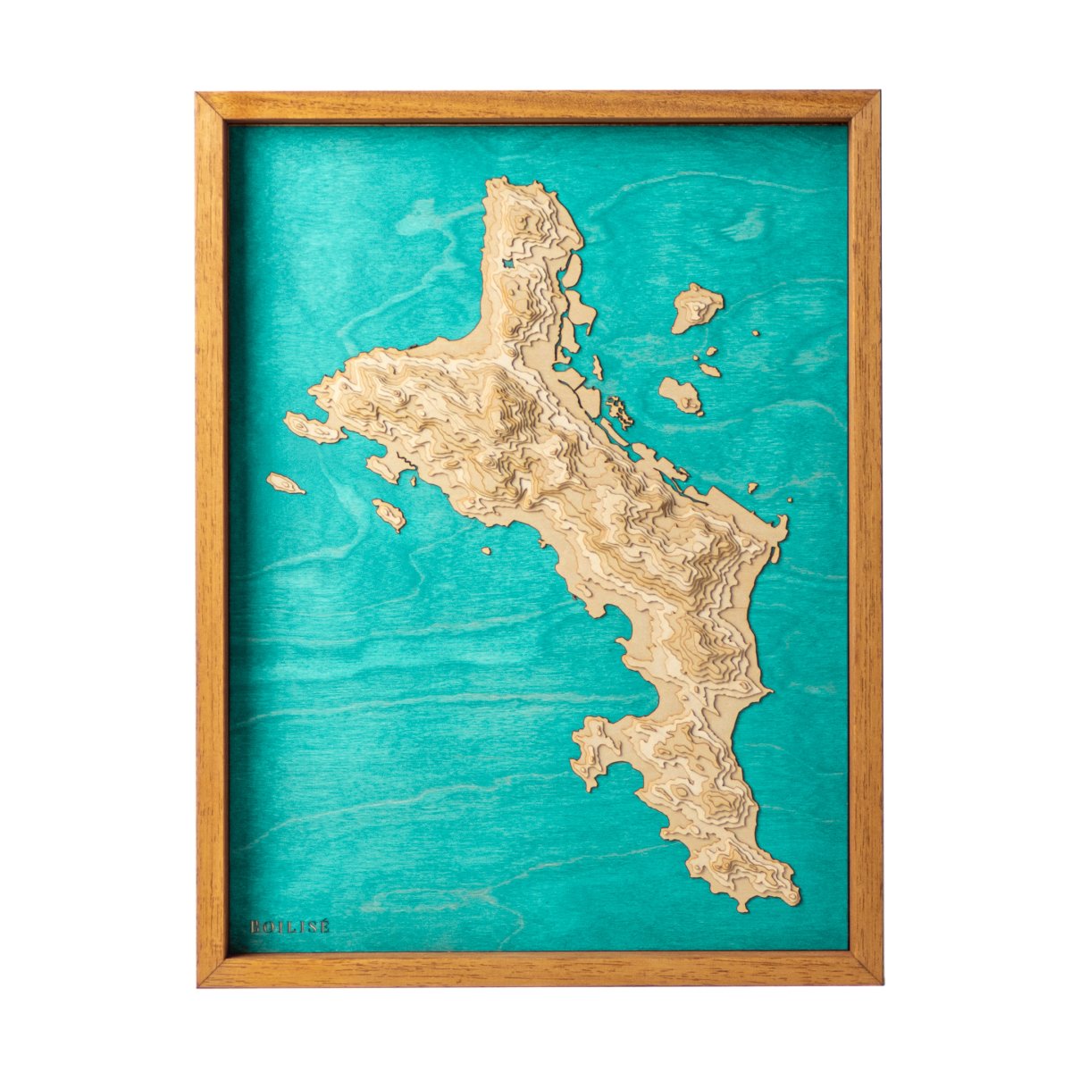 Carte de l'île de Mahé en bois et en relief