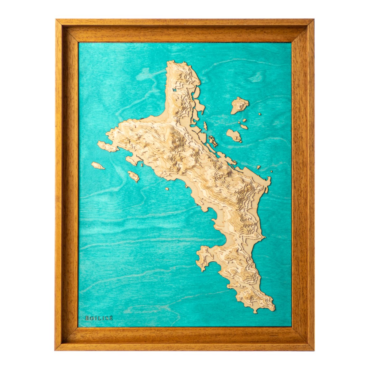 Tableau en relief et en bois de l'île de Mahé