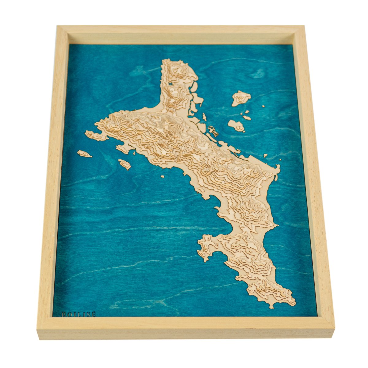 Carte de l'île de Mahé (Seychelles) en bois et en relief