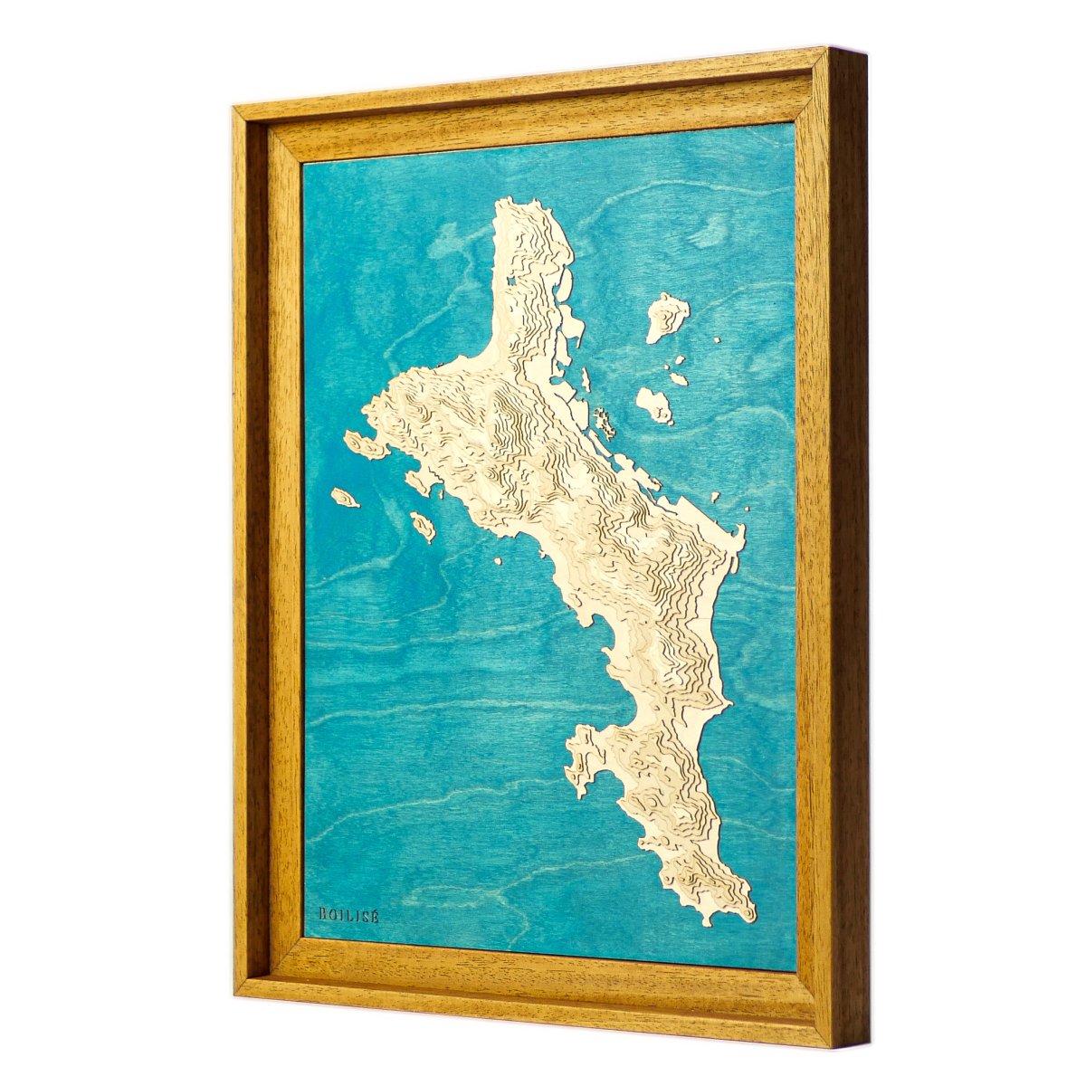 Carte de l'île de Mahé en bois et en relief