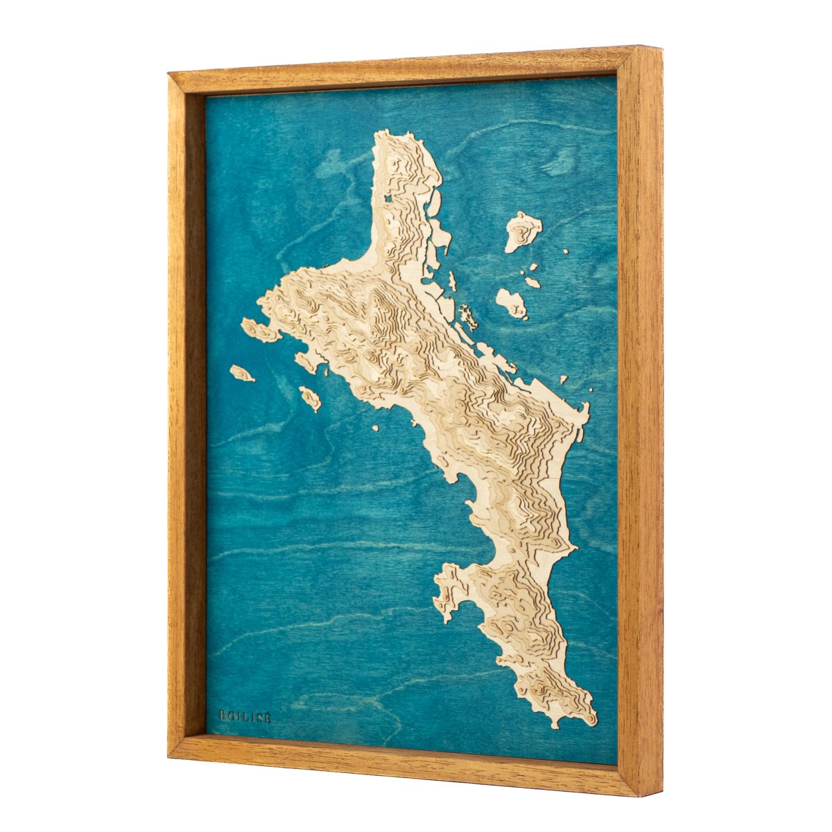 Relief de l'île de Mahé en bois